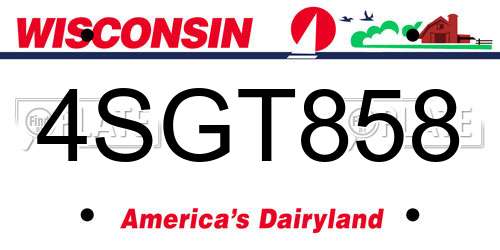 4SGT858 Wisconsin License Plate