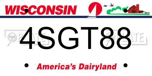 4SGT88 Wisconsin License Plate