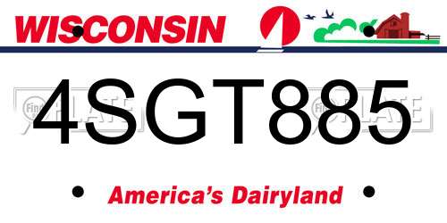 4SGT885 Wisconsin License Plate