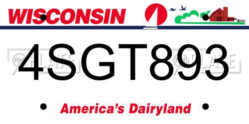 4SGT893 Wisconsin License Plate