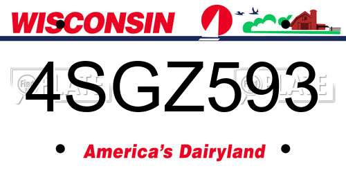 4SGZ593 Wisconsin License Plate