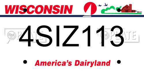4SIZ113 Wisconsin License Plate