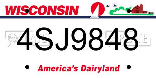 4SJ9848 Wisconsin License Plate