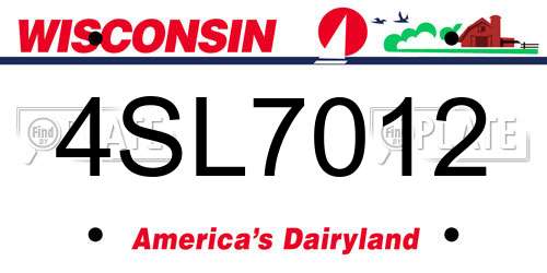 4SL7012 Wisconsin License Plate