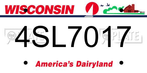 4SL7017 Wisconsin License Plate