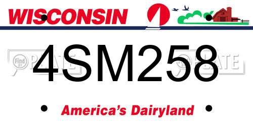 4SM258 Wisconsin License Plate