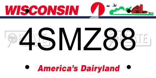 4SMZ88 Wisconsin License Plate