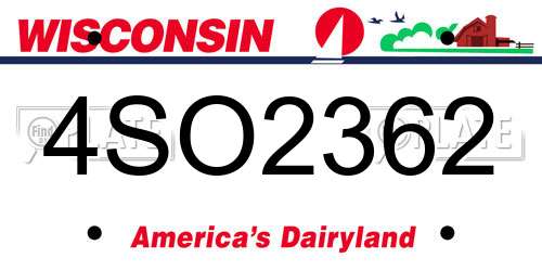 4SO2362 Wisconsin License Plate