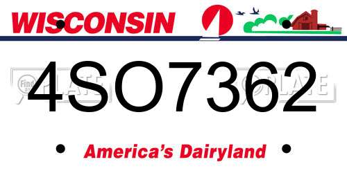 4SO7362 Wisconsin License Plate