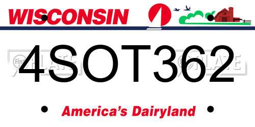 4SOT362 Wisconsin License Plate