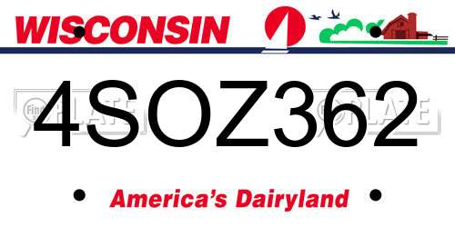 4SOZ362 Wisconsin License Plate