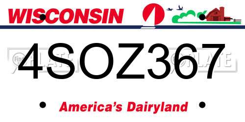 4SOZ367 Wisconsin License Plate