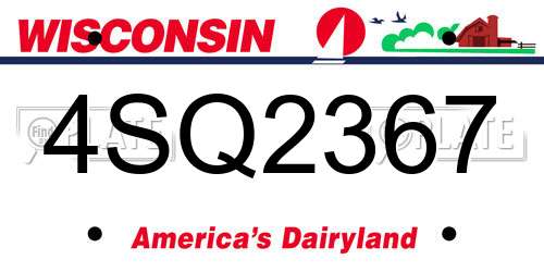4SQ2367 Wisconsin License Plate