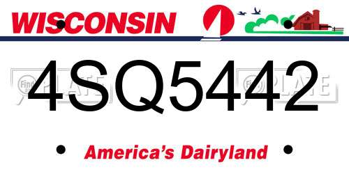 4SQ5442 Wisconsin License Plate