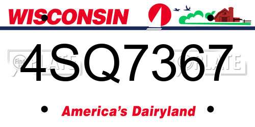 4SQ7367 Wisconsin License Plate