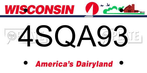 4SQA93 Wisconsin License Plate