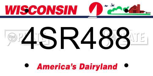 4SR488 Wisconsin License Plate