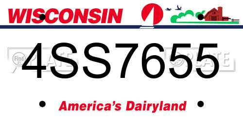4SS7655 Wisconsin License Plate