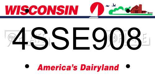 4SSE908 Wisconsin License Plate