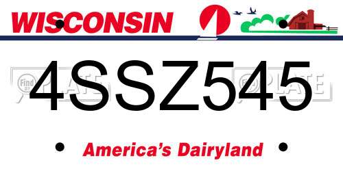 4SSZ545 Wisconsin License Plate