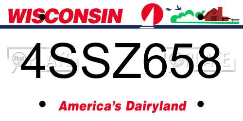 4SSZ658 Wisconsin License Plate