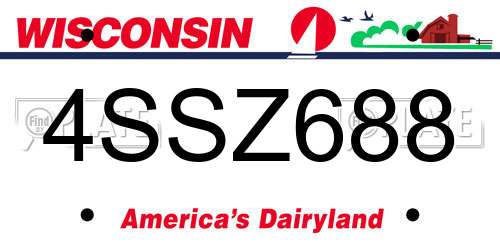 4SSZ688 Wisconsin License Plate