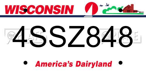 4SSZ848 Wisconsin License Plate