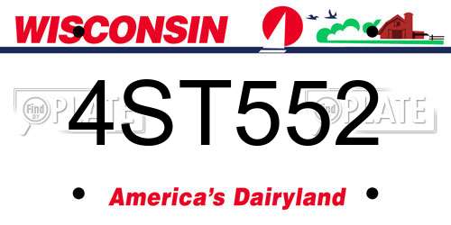 4ST552 Wisconsin License Plate