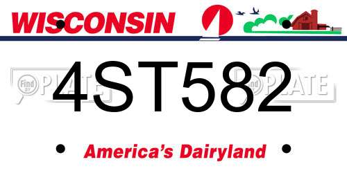 4ST582 Wisconsin License Plate