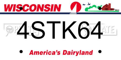 4STK64 Wisconsin License Plate