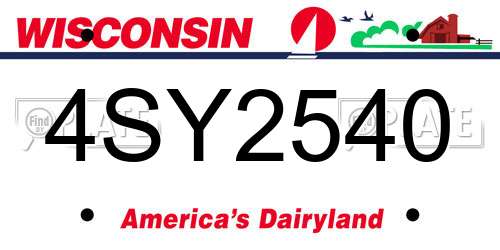 4SY2540 Wisconsin License Plate