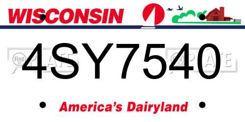 4SY7540 Wisconsin License Plate