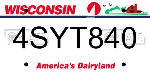 4SYT840 Wisconsin License Plate