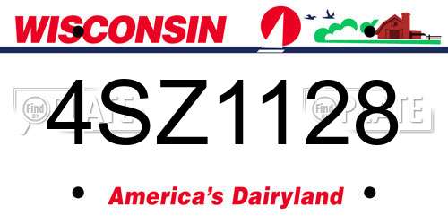 4SZ1128 Wisconsin License Plate