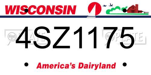 4SZ1175 Wisconsin License Plate