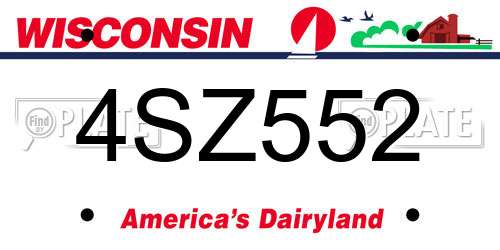 4SZ552 Wisconsin License Plate