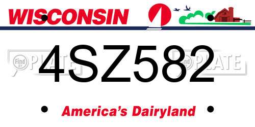 4SZ582 Wisconsin License Plate