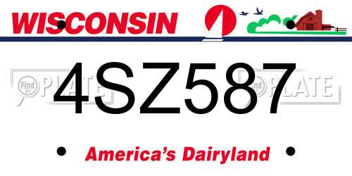 4SZ587 Wisconsin License Plate