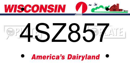 4SZ857 Wisconsin License Plate