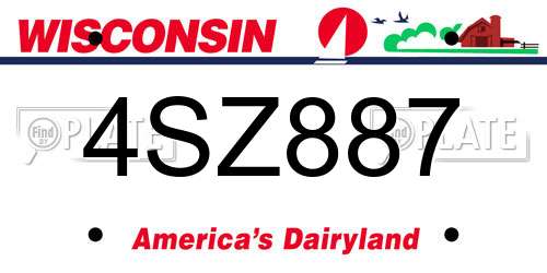 4SZ887 Wisconsin License Plate
