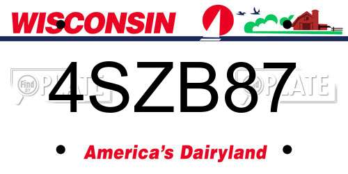 4SZB87 Wisconsin License Plate