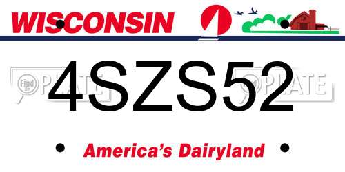 4SZS52 Wisconsin License Plate