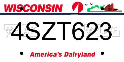4SZT623 Wisconsin License Plate