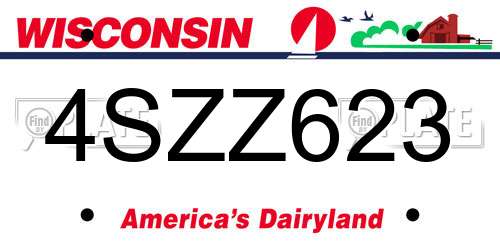4SZZ623 Wisconsin License Plate