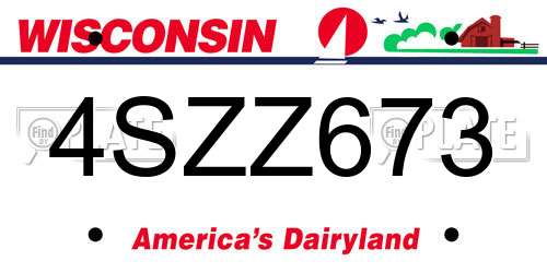 4SZZ673 Wisconsin License Plate