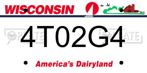 4T02G4 Wisconsin License Plate