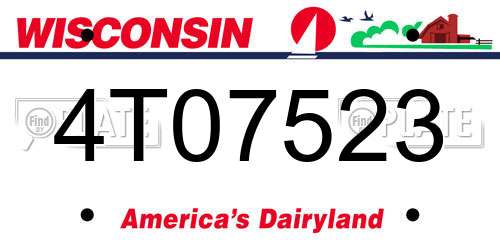 4T07523 Wisconsin License Plate
