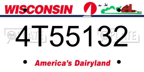 4T55132 Wisconsin License Plate