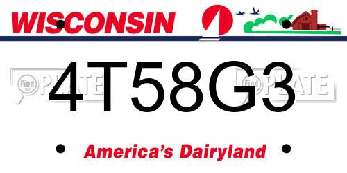 4T58G3 Wisconsin License Plate