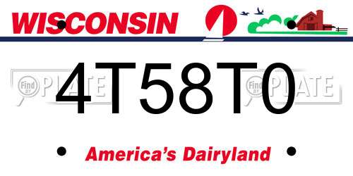 4T58T0 Wisconsin License Plate